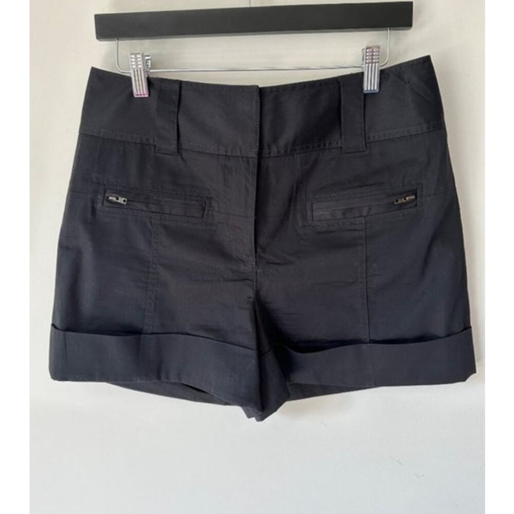 Diane Von Furstenberg Black Cuffed High-Rise Shorts